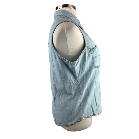 Harley Davidson Denim Vest Sleeveless Button Snap Shirt Blue Women's Size XL - Picture 10 of 12